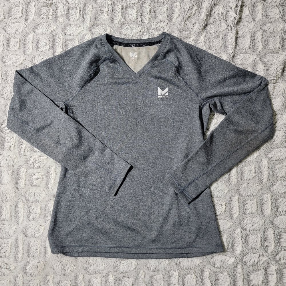 Mission Vaporactive Long Sleeve Gray Running Top Size XS